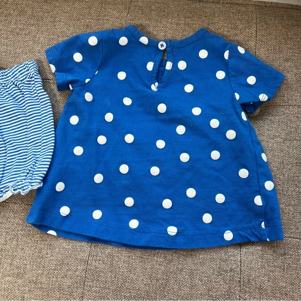 Carters 12 month cute blue polka dot fish‎ 2 piece short set outfit